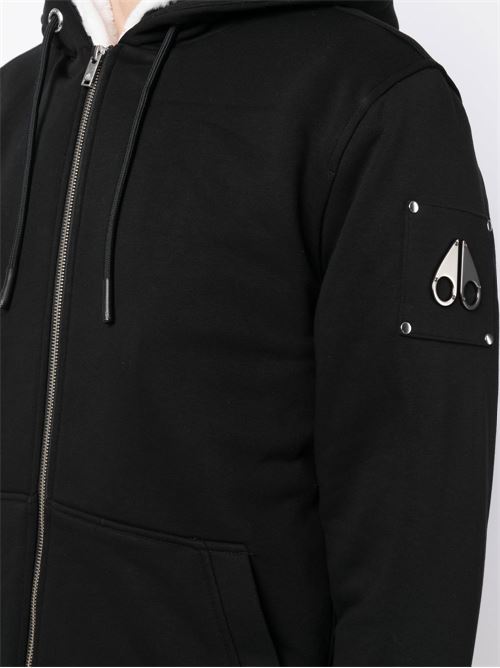 Felpa con cappuccio Moose Knuckles Classic Bunny da uomo nera con interno bianco effetto pelliccia MOOSE KNUCKLES | M32MS600244